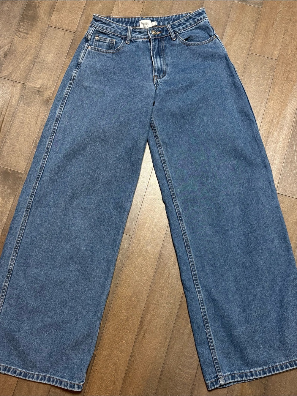 Princess Polly Zephee Wide Leg Jeans US 2 AU 6 Blue High Rise Denim LN - Picture 2 of 12